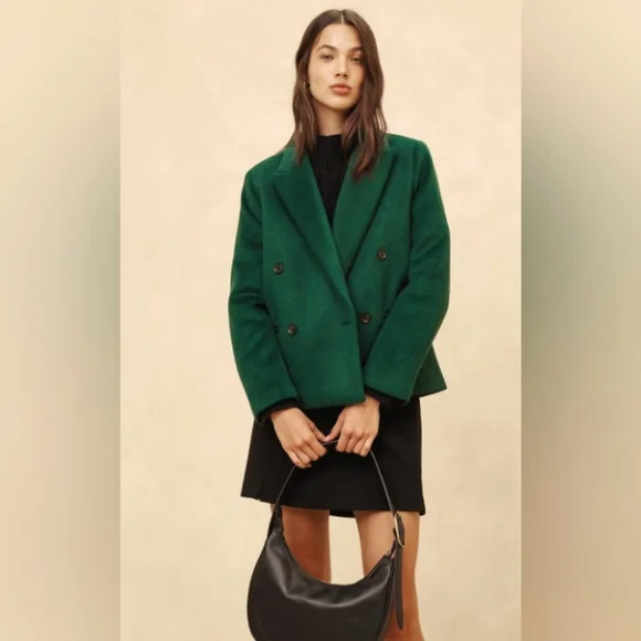 NWT Banana Republic Factory Green Brushed Double-breasted Jacket - Picture 1 of 17